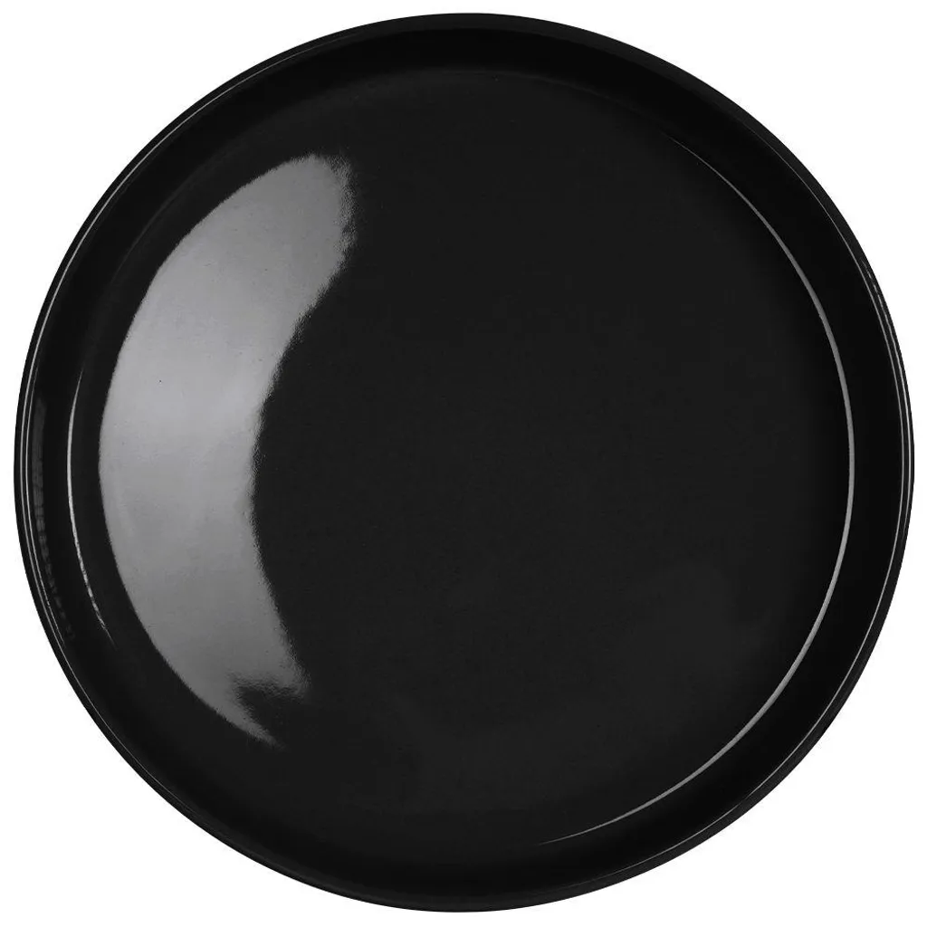 Mondex Dessertteller Flachteller Servierteller für Desserts Snacks aus Porzellan schwarz mit erhöhtem Rand 18,5 cm